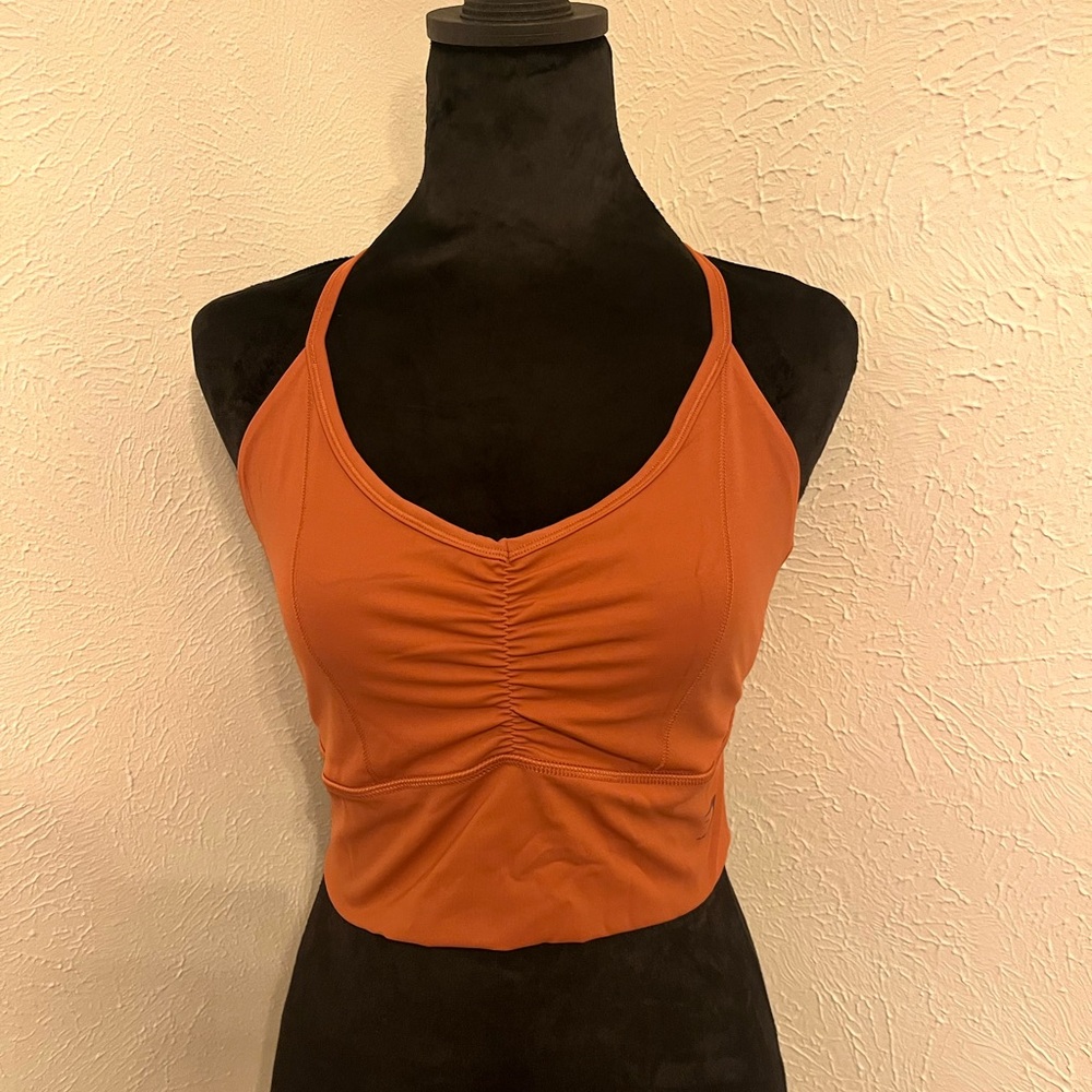 Gym shark Rust Orange Ruched Crop Top and matching leggings
